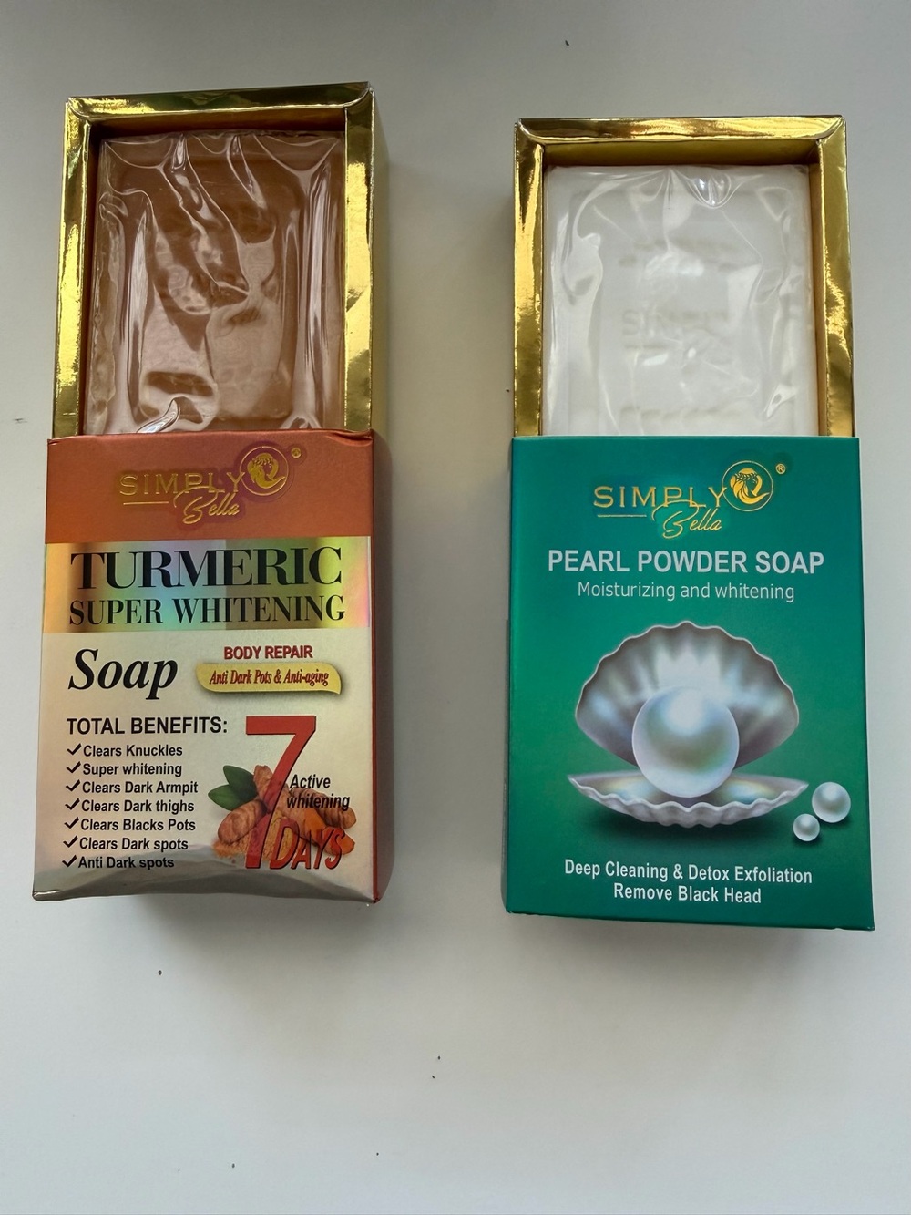 Simply Belle Turmeric & Pearl Powder Soap Duo - Orange, Teal, Gold